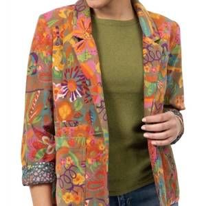 NEW IVY JANE corduroy print blazer in multi